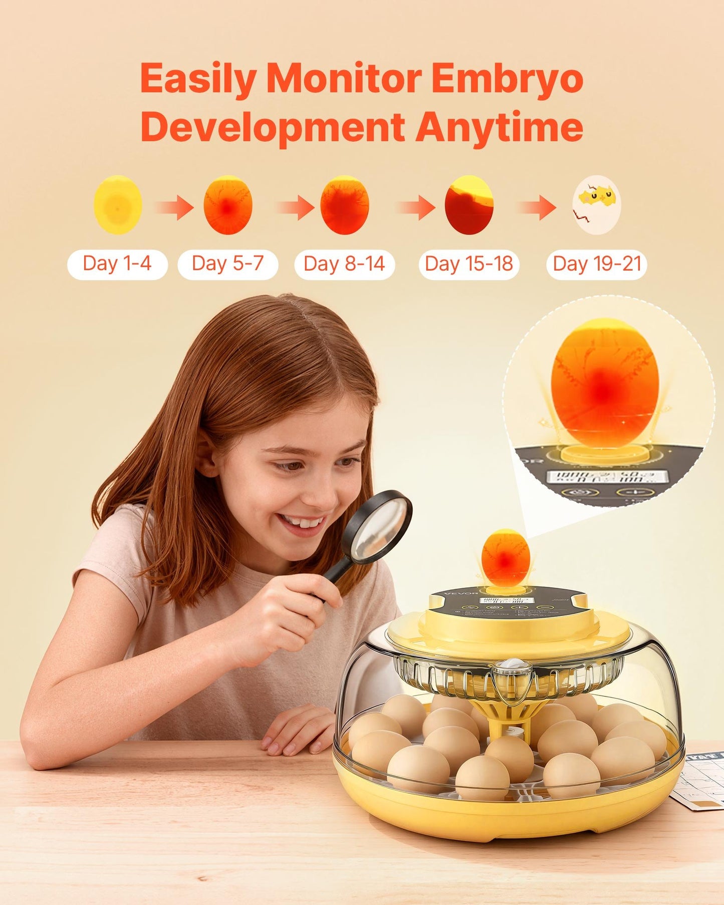 18 Egg Incubator, Automatic Egg Turner with LED Candler, Temperature & Humidity Control, 360° View Clear Window, Auto Water Refill, Poultry Eggs Incubators for Hatching Chicks Ducks Goose Quail