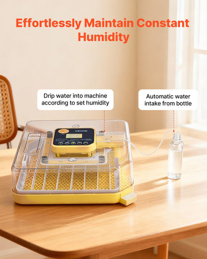 48 Egg Incubator, Automatic Egg Turner with LED Candler, Temperature Display & Auto Humidity Control, 360° View Clear Window, Poultry Eggs Incubator for Hatching Chicks Ducks Goose Quail