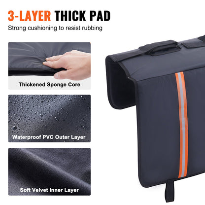 Tailgate Bike Pad, 53" Truck Tailgate Pad Carry 5 Mountain Bikes, Upgraded Grooves Tailgate Protection Pad with Reflective Strips and Tool Pockets, with Camera Opening for Mid-Size Pickup Trucks