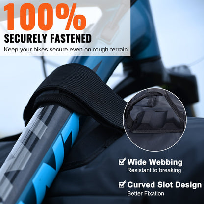 Tailgate Bike Pad, 53" Truck Tailgate Pad Carry 5 Mountain Bikes, Upgraded Grooves Tailgate Protection Pad with Reflective Strips and Tool Pockets, with Camera Opening for Mid-Size Pickup Trucks