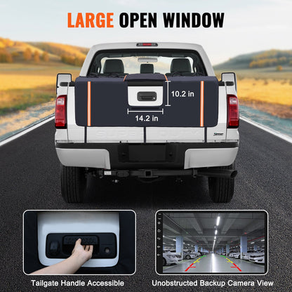 Tailgate Bike Pad, 62" Truck Tailgate Pad Carries 6 Mountain Bikes, Upgraded Trail Tailgate Protective Pad with Reflective Strips and Tool Pockets, with Camera Opening for Most Pickup Trucks