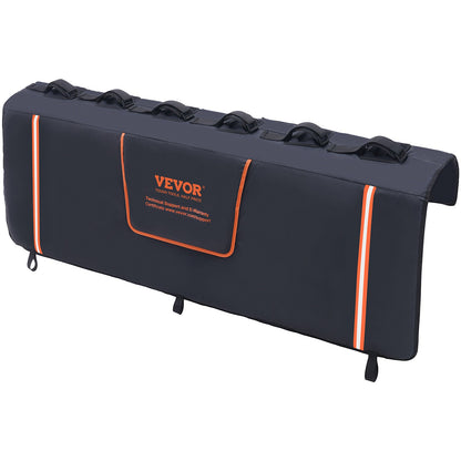 Tailgate Bike Pad, 62" Truck Tailgate Pad Carries 6 Mountain Bikes, Upgraded Trail Tailgate Protective Pad with Reflective Strips and Tool Pockets, with Camera Opening for Most Pickup Trucks