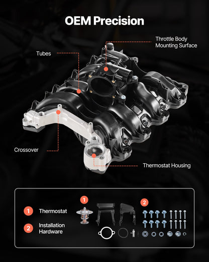 Intake Manifold, with Gasket, Engine Intake Manifold Assembly Compatible with 2007-2008 Ford F-150 / E-150 / E-250, Automotive Engine Replacement Kit Replace 615-375, 7L3Z-9424-B, 7L3Z-9424-F