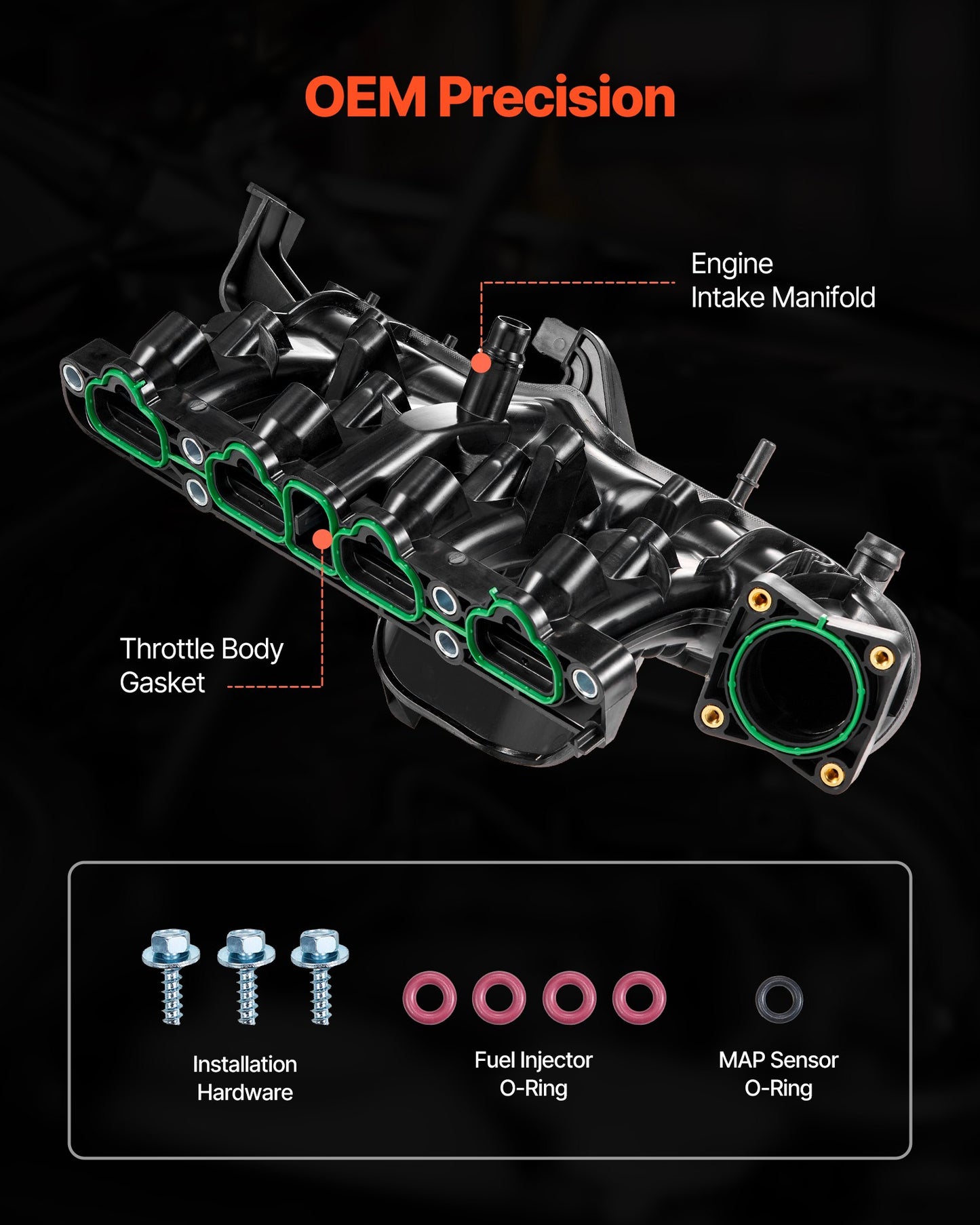 Intake Manifold, with Gasket, Engine Intake Manifold Assembly Compatible with 2013-2019 Buick Encore, Replacement Replace 615-380, 55577314, 55573168, 55581014, 25200449, 25200450, 25299449