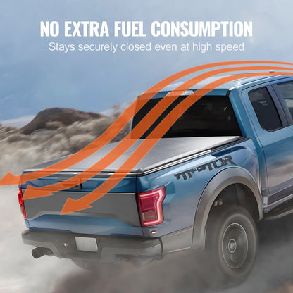 Ladeflächenabdeckung, Rollbare Ladeflächenabdeckung, Kompatibel mit Ford F-150 Styleside 2009-2024, für 16,7 x 16,4 m große Ladeflächen, Weiches PVC-Material, 100 % Ladeflächenzugang, Rollbare Ladeflächenabdeckung