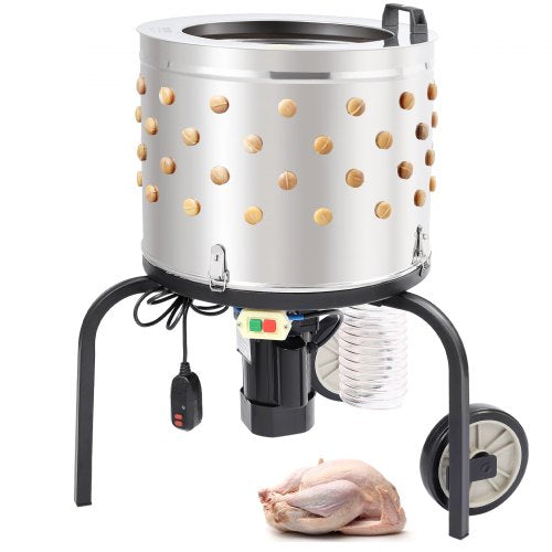 Chicken Plucker Machine, Feather Plucker with 20-inch Stainless Steel Drum, Defeathering Equipment with 108 Soft Fingers, Simple Debris Collection, 500W High Power Poultry Plucking