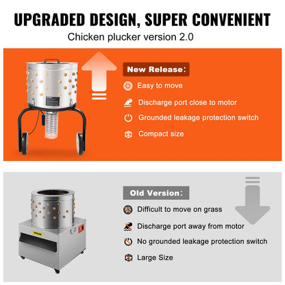 Huhn Rupfmaschine Feder Rupfmaschine Edelstahl Trommel 280RPM Motor