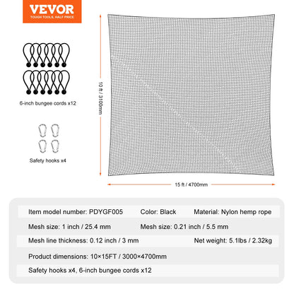 Golf Net, 10x15ft Golf Practice Net, Indoor Hitting Net for Golf, Baseball, Hockey, Soccer, Heavy Duty Nylon DIY Ball Net, Sports Netting Barrier for Backyard Driving Training Swing (Net Only)