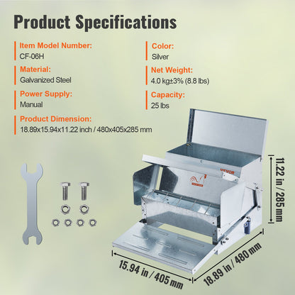 Automatic Chicken Feeder, 25 lbs Capacity Feeds 10 Chicks Up to 11 Days, Galvanized Steel Poultry Feeder