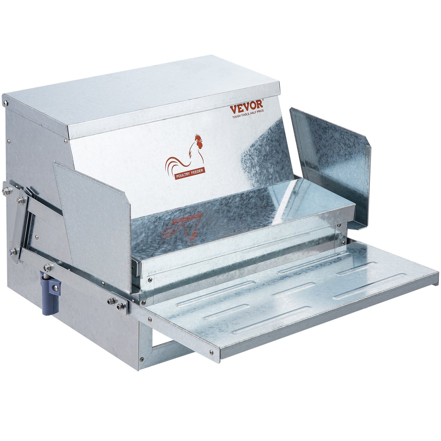 Automatic Chicken Feeder, 25 lbs Capacity Feeds 10 Chicks Up to 11 Days, Galvanized Steel Poultry Feeder