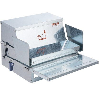 Automatic Chicken Feeder, 25 lbs Capacity Feeds 10 Chicks Up to 11 Days, Galvanized Steel Poultry Feeder