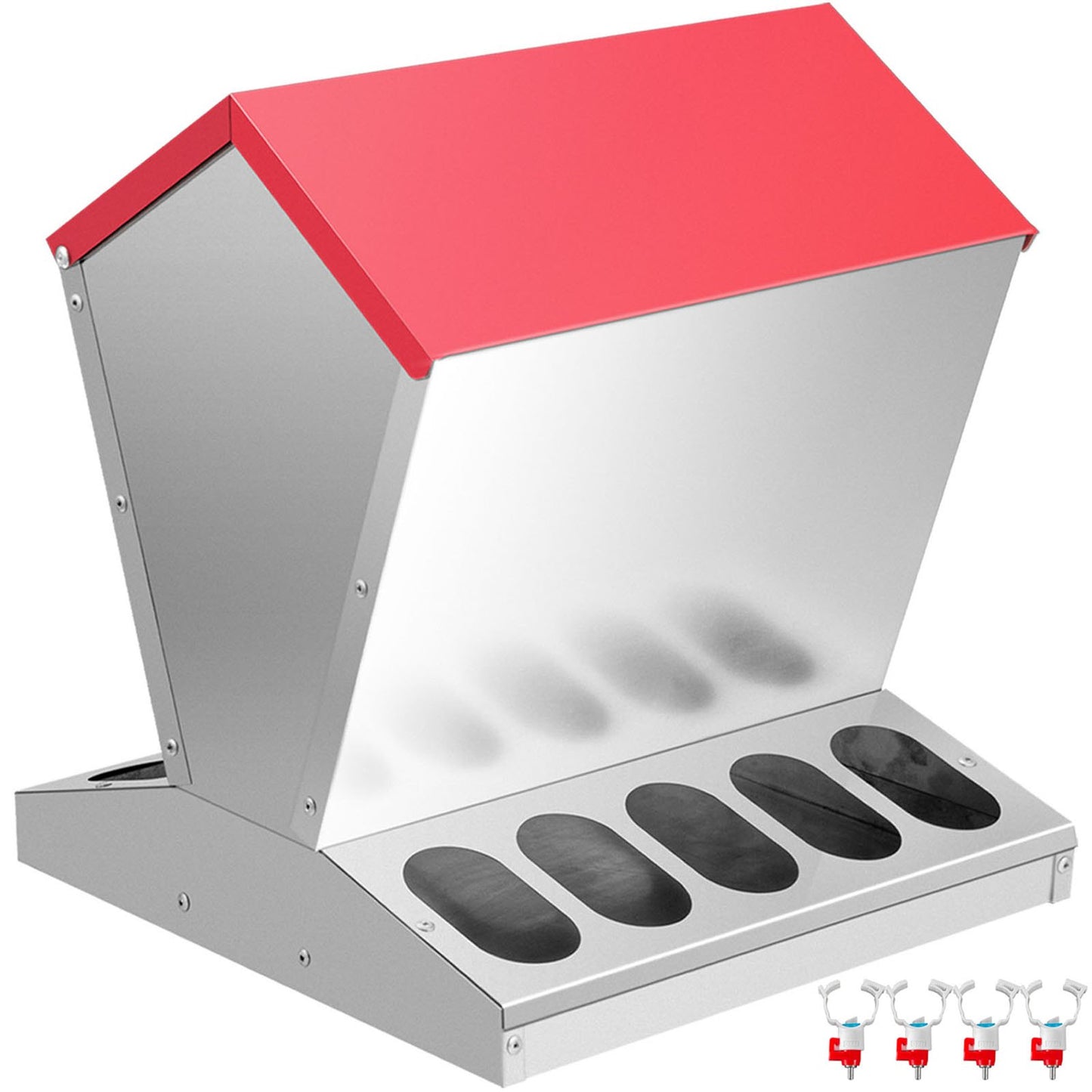 Galvanized Poultry Feeder 25lbs Capacity Chicken Feeder No Waste 22lbs Chicken Feeder with Lid 11.75x11.75x15.75in Chicken Feeder and Water for 10 Chickens Automatic Poultry Feeder Outdoor