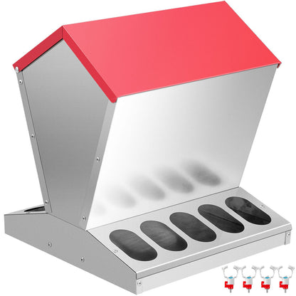 Galvanized Poultry Feeder 25lbs Capacity Chicken Feeder No Waste 22lbs Chicken Feeder with Lid 11.75x11.75x15.75in Chicken Feeder and Water for 10 Chickens Automatic Poultry Feeder Outdoor