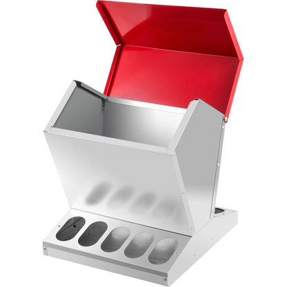 Galvanized Poultry Feeder 25lbs Capacity Chicken Feeder No Waste 22lbs Chicken Feeder with Lid 11.75x11.75x15.75in Chicken Feeder and Water for 10 Chickens Automatic Poultry Feeder Outdoor