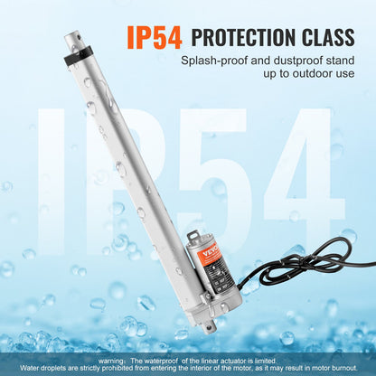 Linear Actuator 12V, 12 Inch High Load 330lbs/1500N Linear Actuator, 0.19"/s Linear Motion Actuator with Mounting Bracket and IP54 Protection
