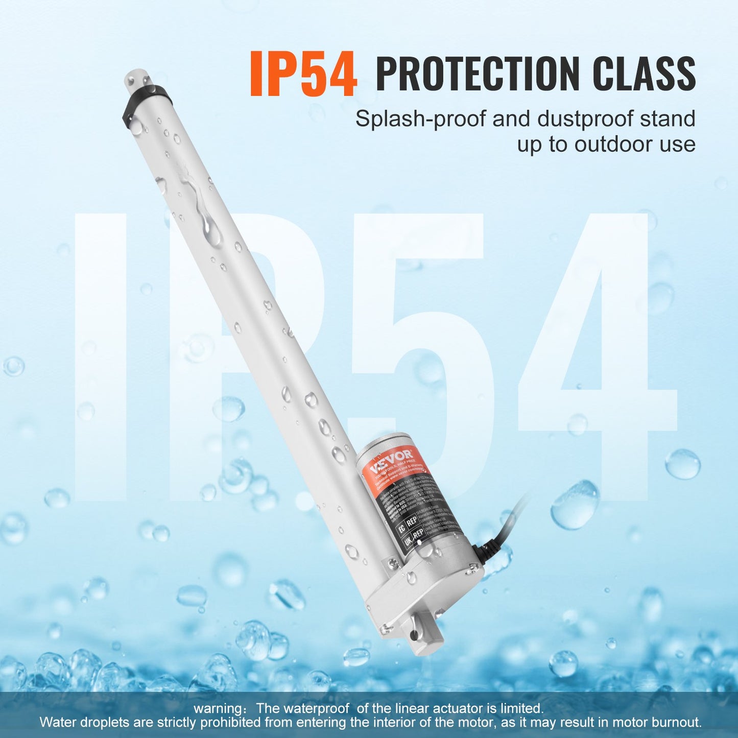 Linear Actuator 12V, 16 Inch High Load 330lbs/1500N Linear Actuator, 0.19"/s Linear Motion Actuator with Mounting Bracket and IP54 Protection