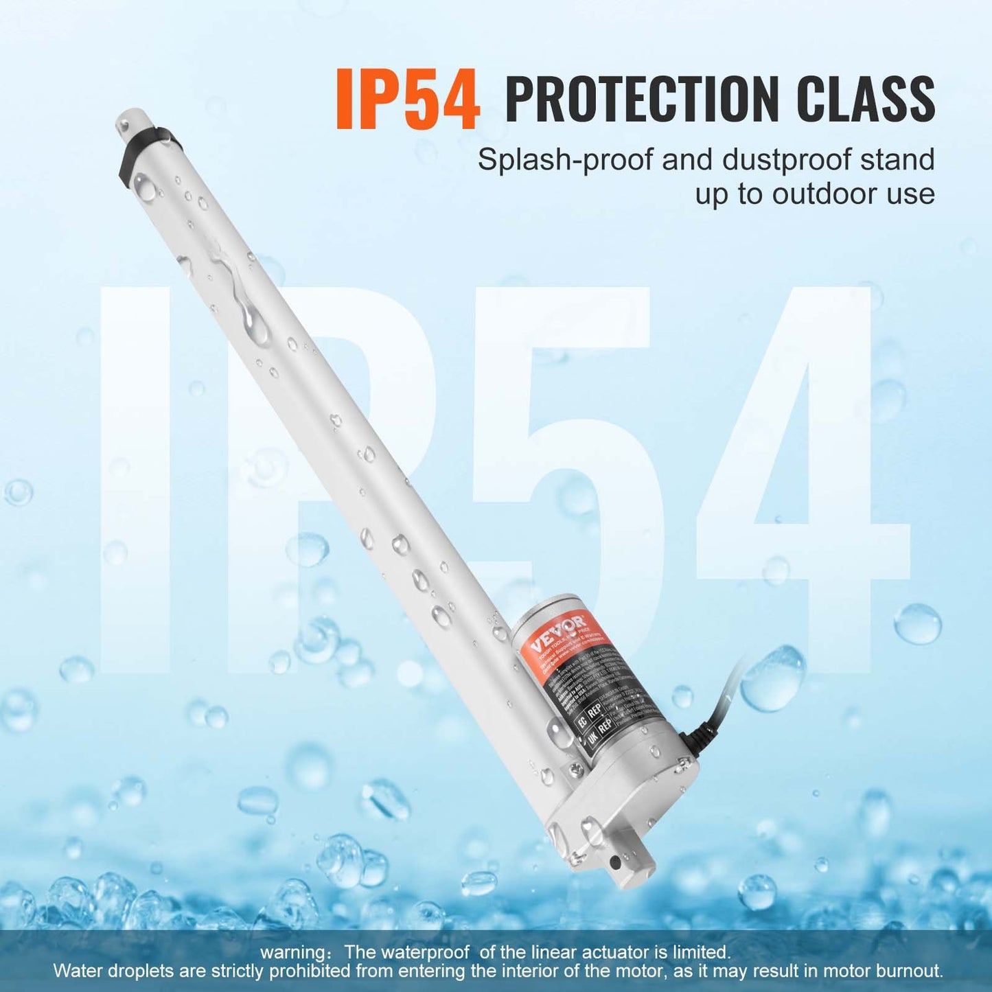 Linear Actuator 12V, 18 Inch High Load 330lbs/1500N Linear Actuator, 0.19"/s Linear Motion Actuator with Mounting Bracket and IP54 Protection