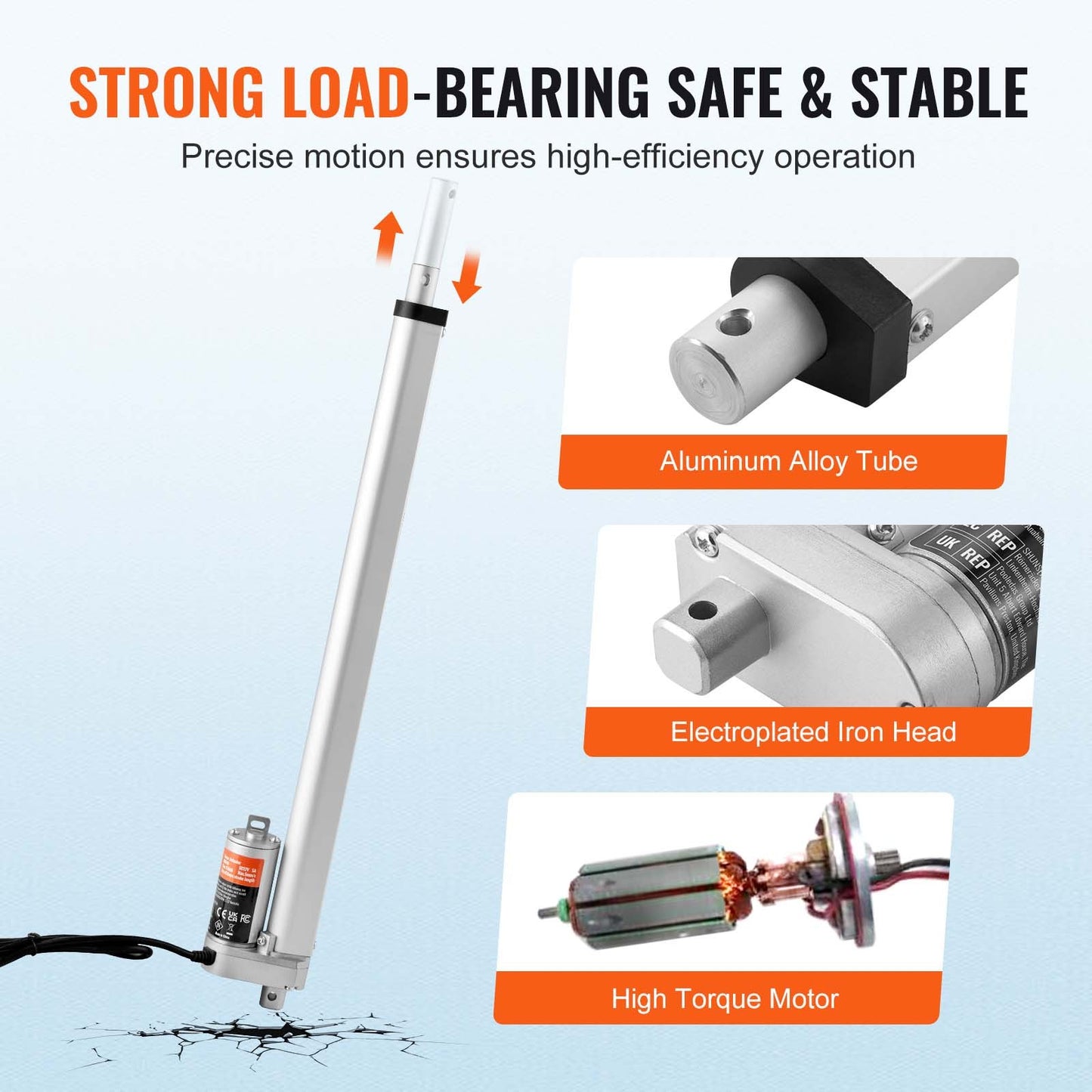 Linear Actuator 12V, 18 Inch High Load 330lbs/1500N Linear Actuator, 0.19"/s Linear Motion Actuator with Mounting Bracket and IP54 Protection