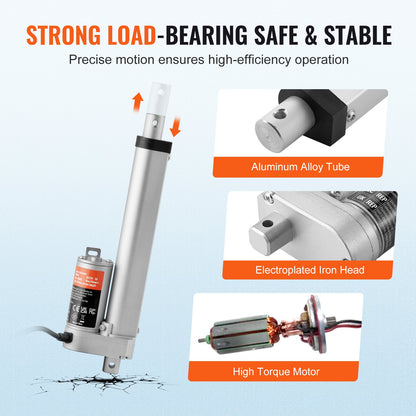 12V Linear Actuator - 6 Inch Stroke, High Load Capacity 330lbs with Mounting Bracket and IP54 Protection