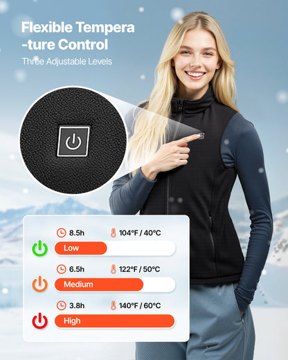 Heated Vest, Women Electric Heating Vest with 16000 mAh Battery Pack, 6 Heating Zones Lightweight Rechargeable Winter-Vest with 3 Levels, for Outdoor Hiking Camping Fishing Skiing, Size M