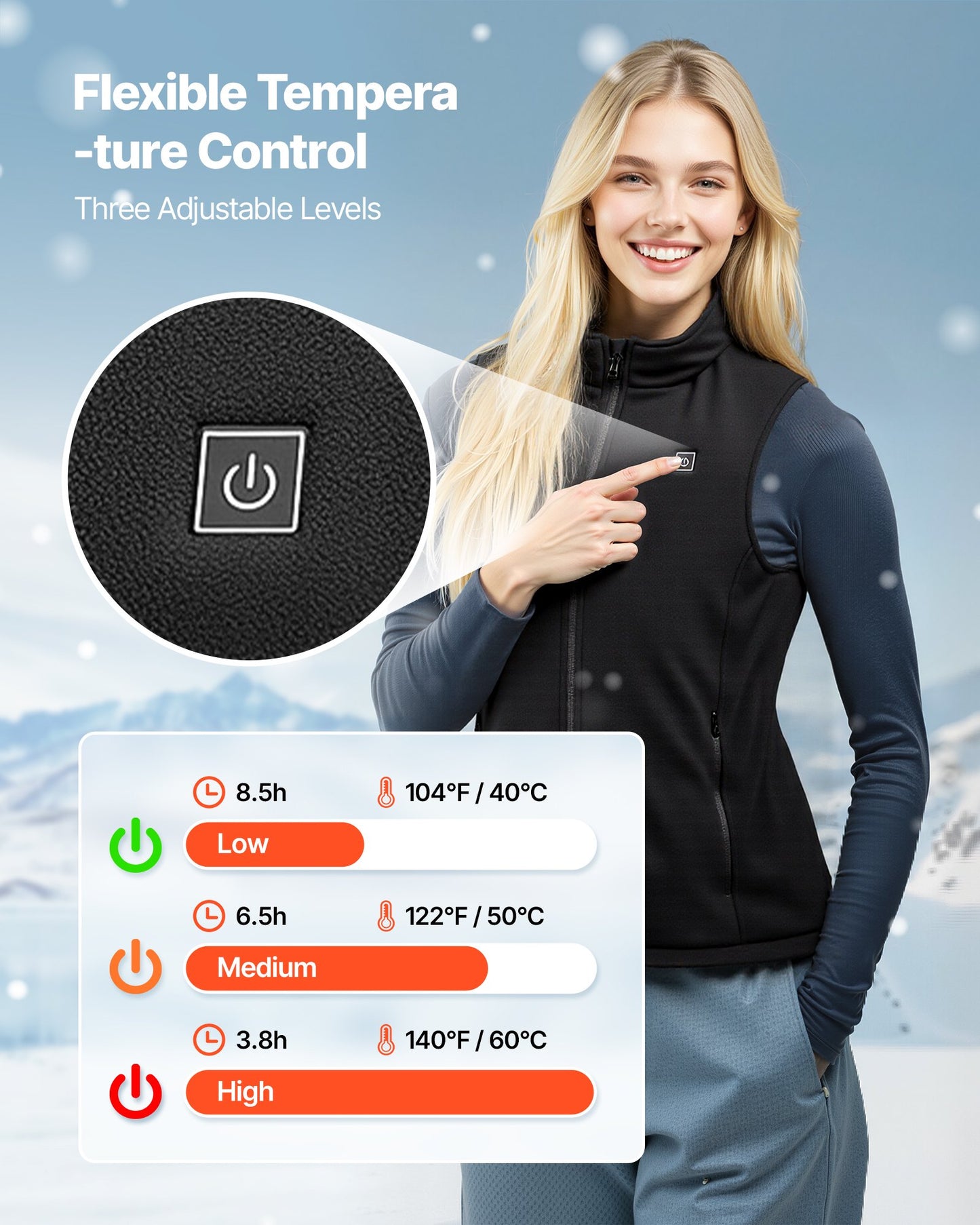 Heated Vest, Women Electric Heating Vest with 16000 mAh Battery Pack, 6 Heating Zones Lightweight Rechargeable Winter-Vest with 3 Levels, for Outdoor Hiking Camping Fishing Skiing, Size S