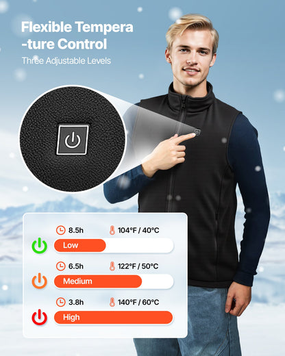 Heated Vest, Men Electric Heating Vest with 16000 mAh Battery Pack, 6 Heating Zones Lightweight Rechargeable Winter-Vest with 3 Levels, for Outdoor Hiking Camping Fishing Skiing, Size XL