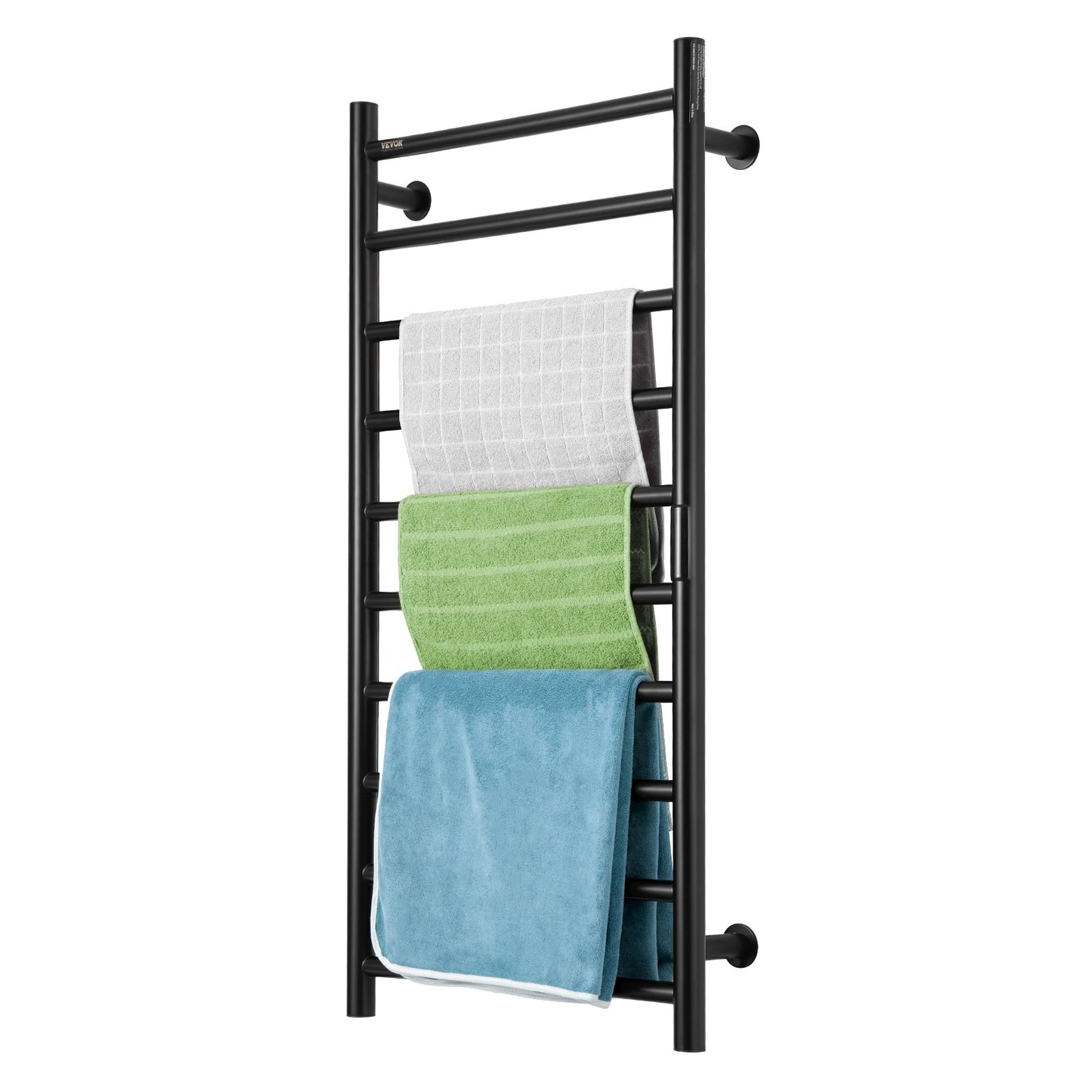 10-Bar Towel Warmer Rack Wall Mounted Heated Towel Rack for Bathroom Black