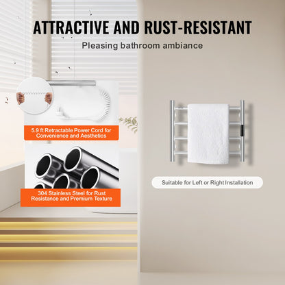 4-bar towel rail Wall-mounted towel rack for bathroom in silver