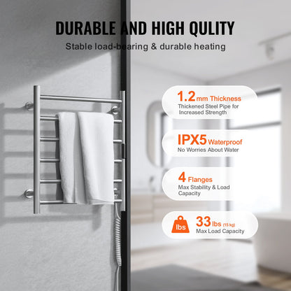 6-bars handdukstorkställ Väggmonterat handduksställ för badrum i silver