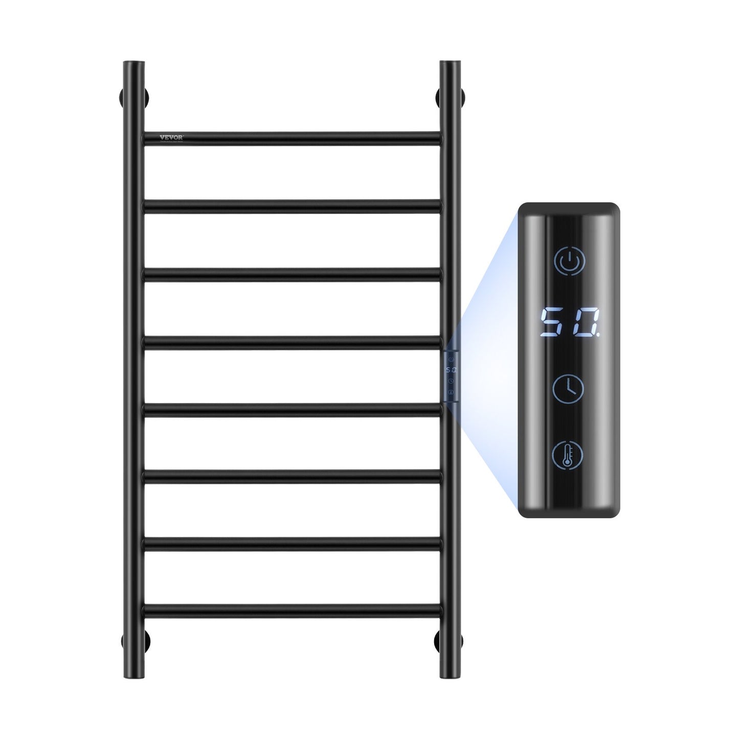 8 Bar Towel Rack Wall Mounted Towel Rack for Bathroom Black