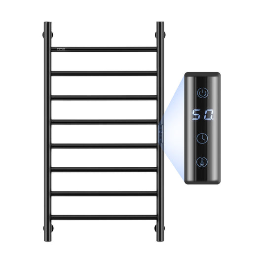 8 Bar Towel Rack Wall Mounted Towel Rack for Bathroom Black