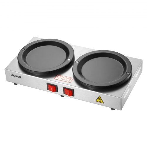 Commercial Coffee Decanter Warm Plate, 80W x 2 Coffee-Carafe Warmer, Dual Warming Plates with Independent Control, Fits 1.8L Standard Glass Decanter, for Coffee Shop, Home, Office & Restaurant