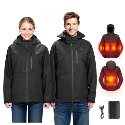 Heated Jacket for Men with 7.4V Battery, Soft Shell Electric Heating Coat, Windproof Waterproof Lightweight Outerwear with 5 Heating Zones & 3 Heat Settings, Machine Washable,XL Size