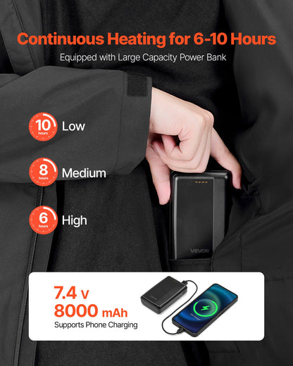 Heated Jacket for Men with 7.4V Battery, Soft Shell Electric Heating Coat, Windproof Waterproof Lightweight Outerwear with 5 Heating Zones & 3 Heat Settings, Machine Washable,XL Size