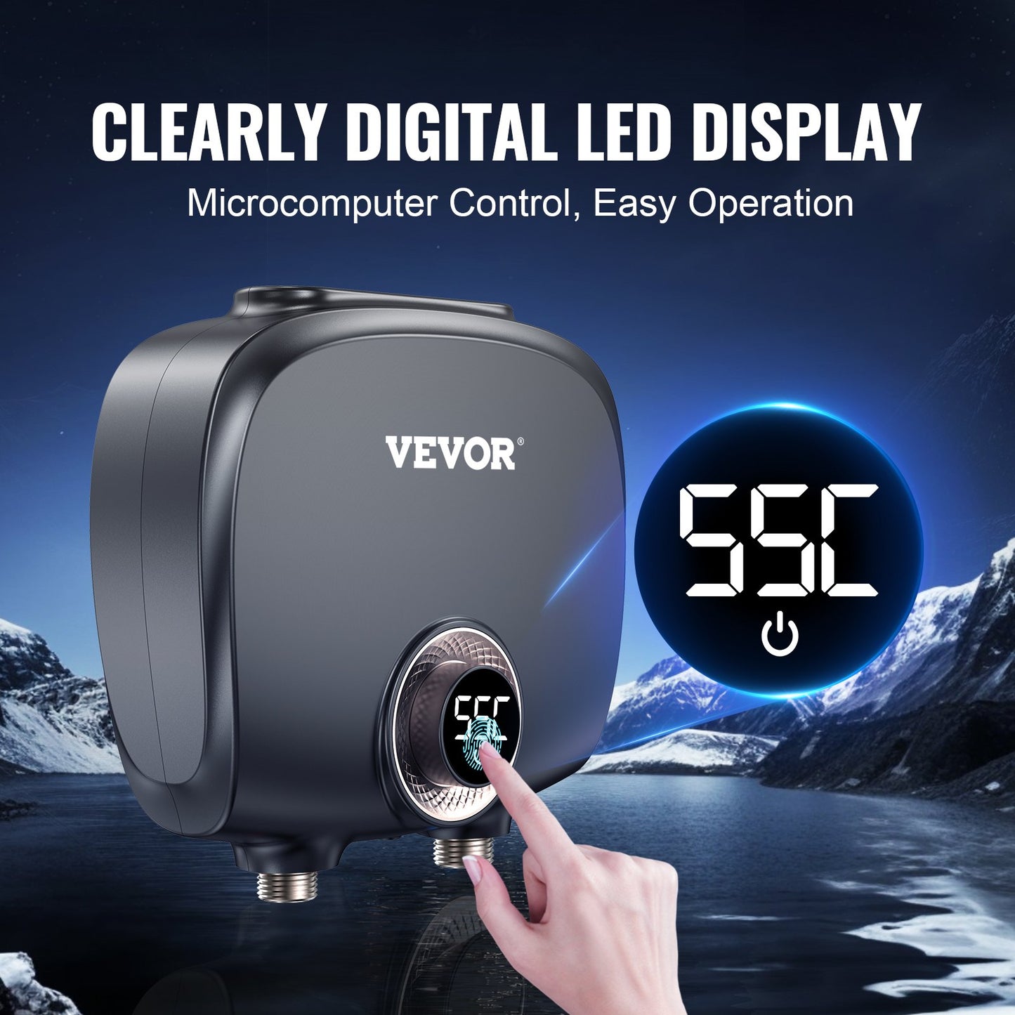 Tankless Water Heater Electric, 7kw On Demand Instant Under Sink Water Boiler, Digital Temperature Display & Easy Installation & 24-Hour Water Supply, For Kitchen Bathroom Faucet And Shower