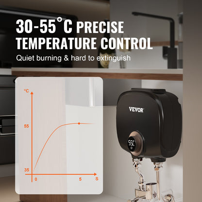 Tankless Water Heater Electric, 7kw On Demand Instant Under Sink Water Boiler, Digital Temperature Display & Easy Installation & 24-Hour Water Supply, For Kitchen Bathroom Faucet And Shower