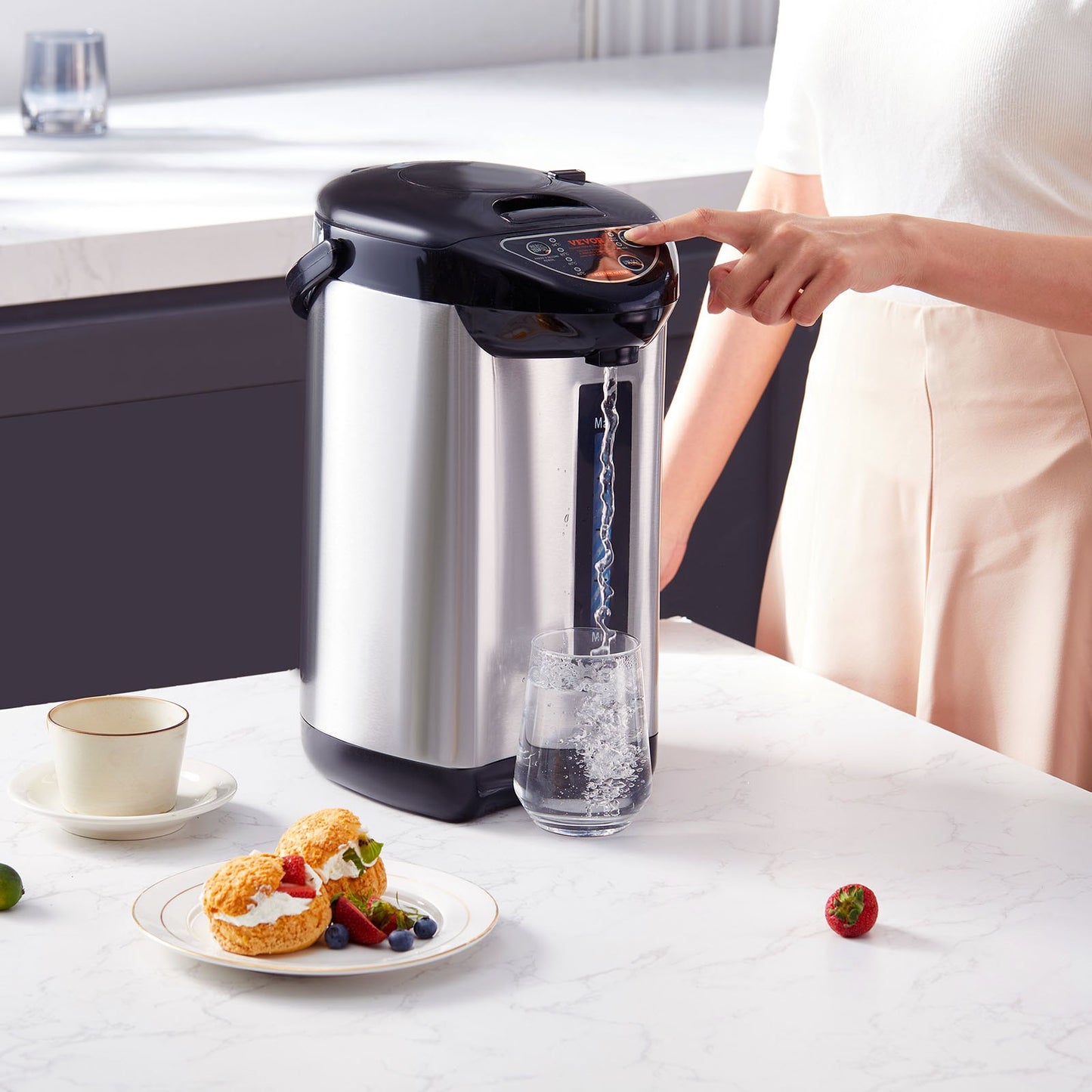 Hot Water Dispenser, Adjustable 4 Temperatures Water Boiler and Warmer, 304 Stainless Steel Countertop Water Heater, 3-Way Dispense for Tea, Coffee and Baby Formula, 4L/135 oz