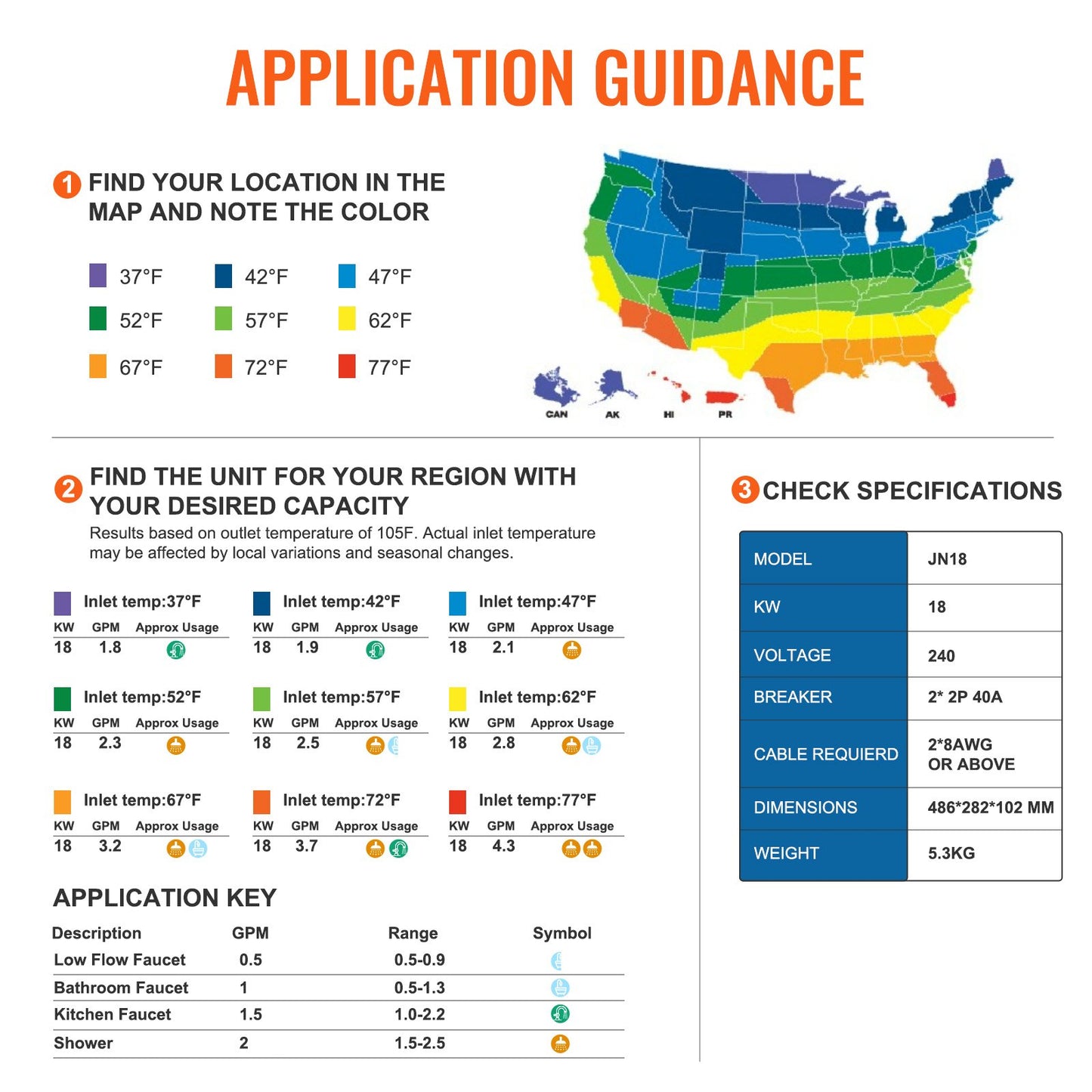 Instant Water Heater, 18kw Electric Tankless Water Boiler, Digital Temperature Display & Easy Installation & 24-Hour Water Supply, For Kitchen Bathroom Shower Mall Salon Shampoo ETL Listed