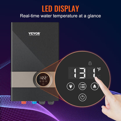 Instant Water Heater, 18kw Electric Tankless Water Boiler, Digital Temperature Display & Easy Installation & 24-Hour Water Supply, For Kitchen Bathroom Shower Mall Salon Shampoo ETL Listed