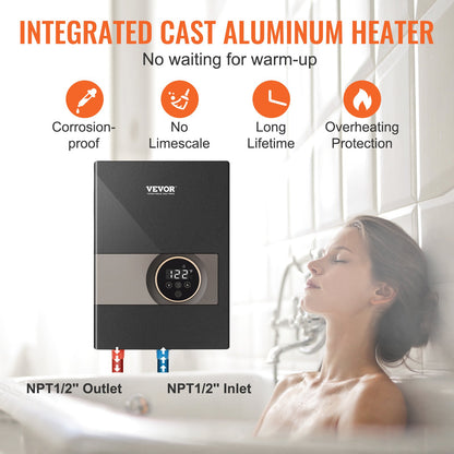 Instant Water Heater, 8kw On Demand Electric Tankless Water Boiler, Digital Temperature Display & Easy Installation & 24-Hour Water Supply, For Kitchen Bathroom Shower Mall Salon ETL Listed