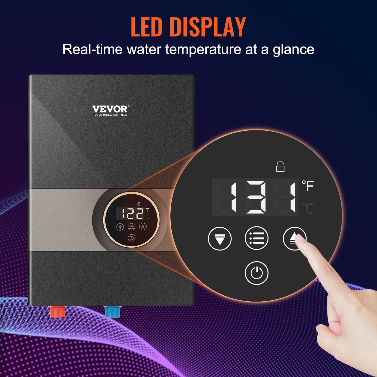 Instant Water Heater, 8kw On Demand Electric Tankless Water Boiler, Digital Temperature Display & Easy Installation & 24-Hour Water Supply, For Kitchen Bathroom Shower Mall Salon ETL Listed