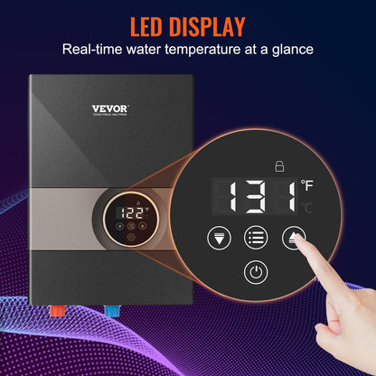 Instant Water Heater, 8kw On Demand Electric Tankless Water Boiler, Digital Temperature Display & Easy Installation & 24-Hour Water Supply, For Kitchen Bathroom Shower Mall Salon ETL Listed