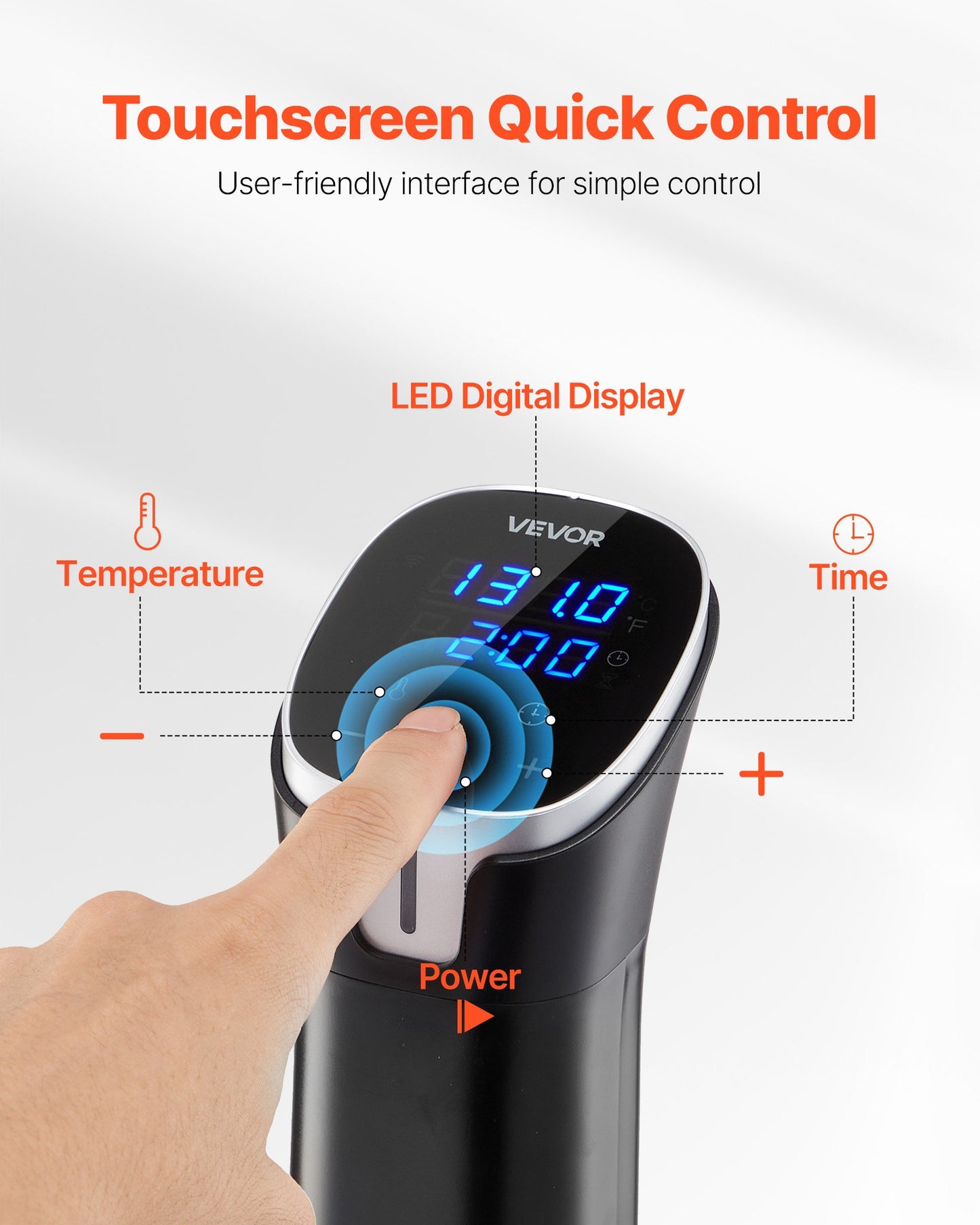 Sous Vide Precision Cooker, 1100W Sous-Vide Cooking Machine, WIFI Immersion Circulator with LED Digital Display, Fast-Heating, Accurate Temperature & Timer Control, SUS304 Stainless Steel