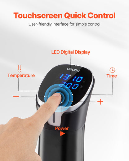 Sous Vide Precision Cooker, 1100W Sous-Vide Cooking Machine, WIFI Immersion Circulator with LED Digital Display, Fast-Heating, Accurate Temperature & Timer Control, SUS304 Stainless Steel