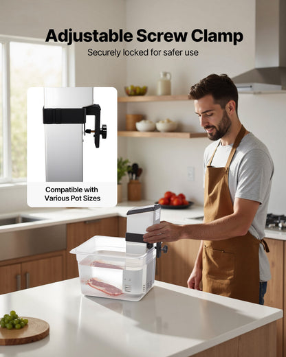 Sous Vide Precision Cooker, 1500W Sous-Vide Cooking Machine, Immersion Circulator with LED Digital Display, Adjustable Screw Clamp, Fast-Heating, Accurate Temperature & Timer Control, Sous-Vide