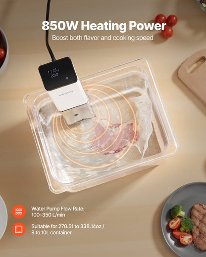 Sous Vide Precision Cooker, 850W Sous-Vide Cooking Machine, Immersion Circulator with LED Digital Display, Secure Clamp Design, Fast-Heating, Accurate Temperature & Timer Control, Sous-Vide
