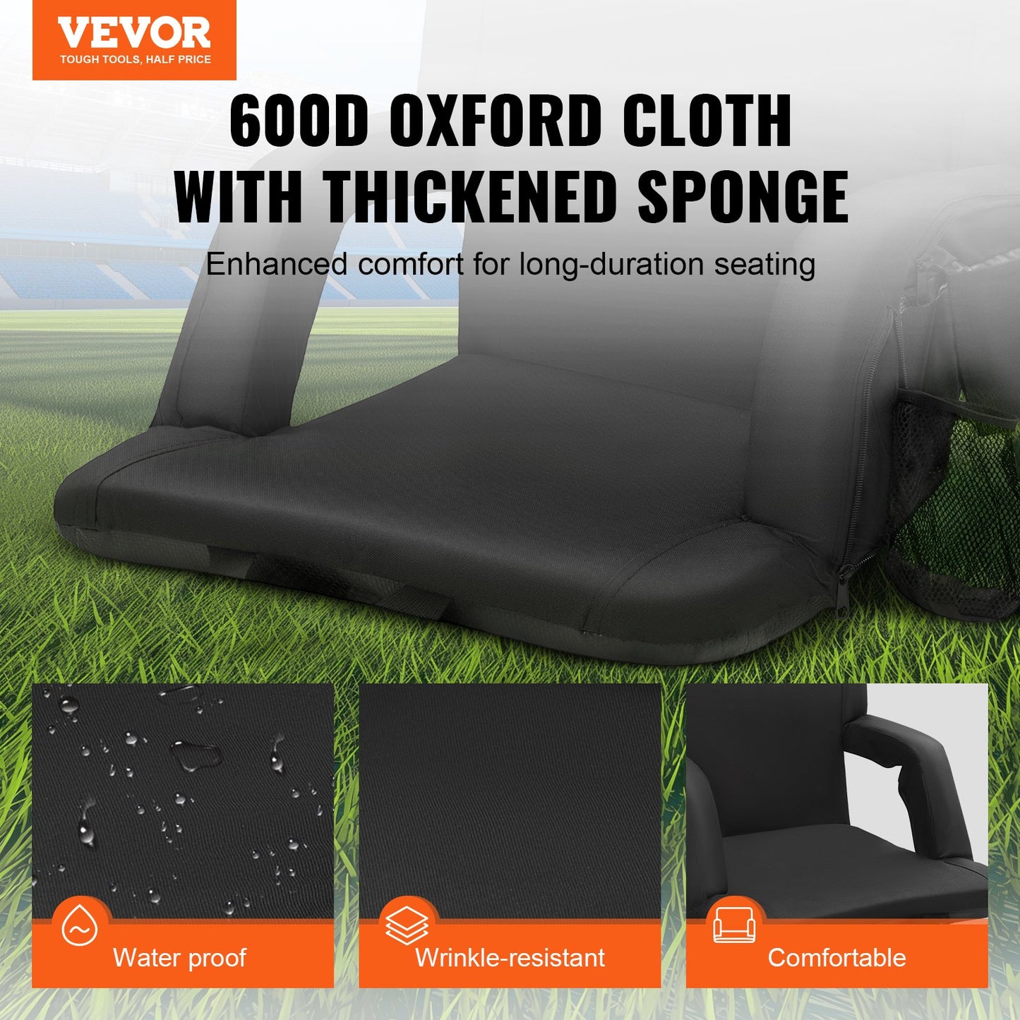 Dubbeluppvärmt ryggstöd Stadiumsäte Bärbar lutande Bleacher-stol