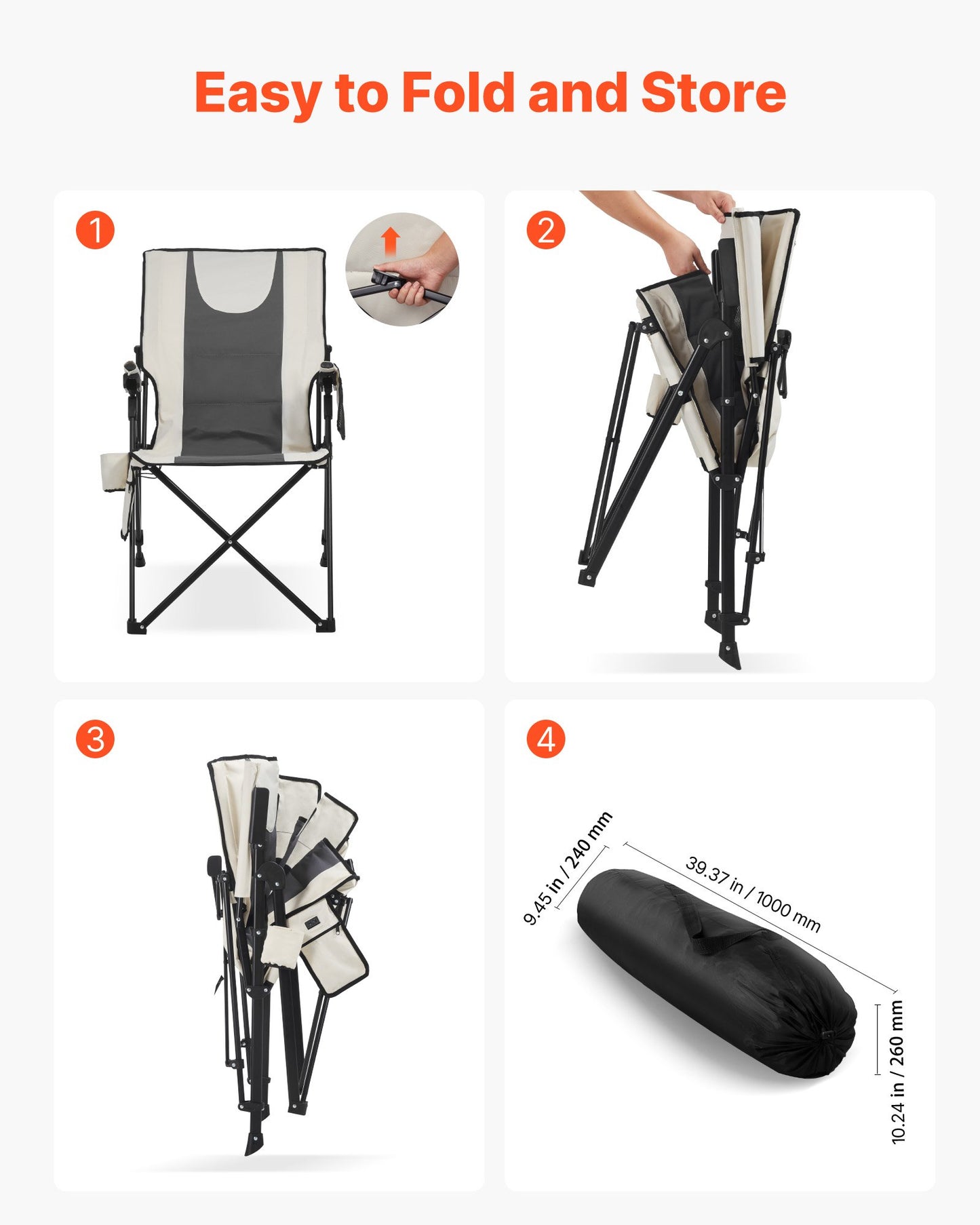 Heated Camping Chair, 3 Heat Settings, High Back Folding Camping Chair, Supports 260lbs, Full Padded Beach Chairs with Armrest & Cupholder, Portable Lawn Chairs for Outdoor Sports Travel