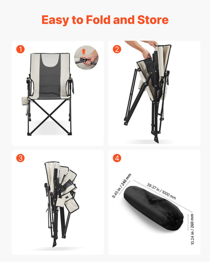 Heated Camping Chair, 3 Heat Settings, High Back Folding Camping Chair, Supports 260lbs, Full Padded Beach Chairs with Armrest & Cupholder, Portable Lawn Chairs for Outdoor Sports Travel