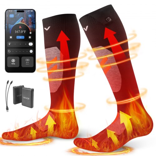 Heated Socks, X-Large Size, 5000mAh Battery Rechargeable Heating Socks with 4 Heating Levels, Electric Heated Sock with APP Control for Men Women, Foot Warmer for Hunting Riding Camping Hiking